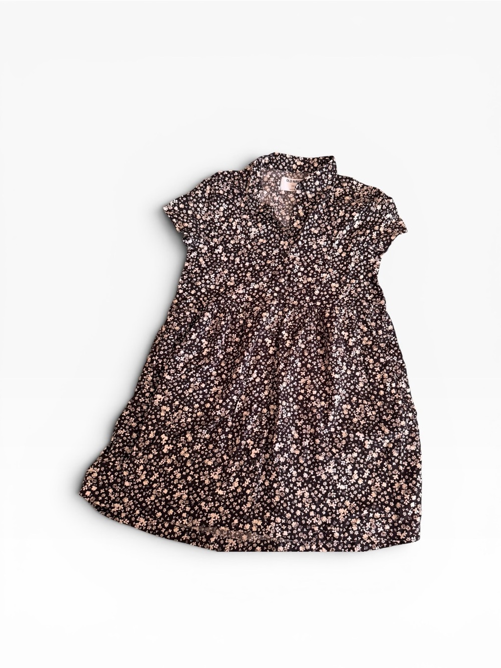 Old Navy Black Floral Cap-Sleeve Girls Dress